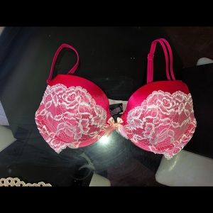 Pink Lace Rhinestoned VS Push up bra!! 🎀🤭💕